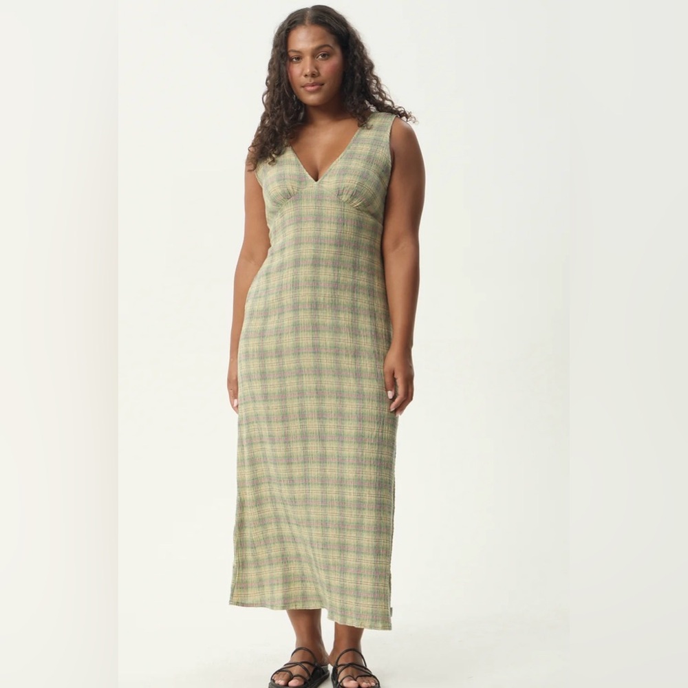 Afends Green check- POSITION TULLY
SEERSUCKER MAXI DRESS NWOT - Picture 2 of 15